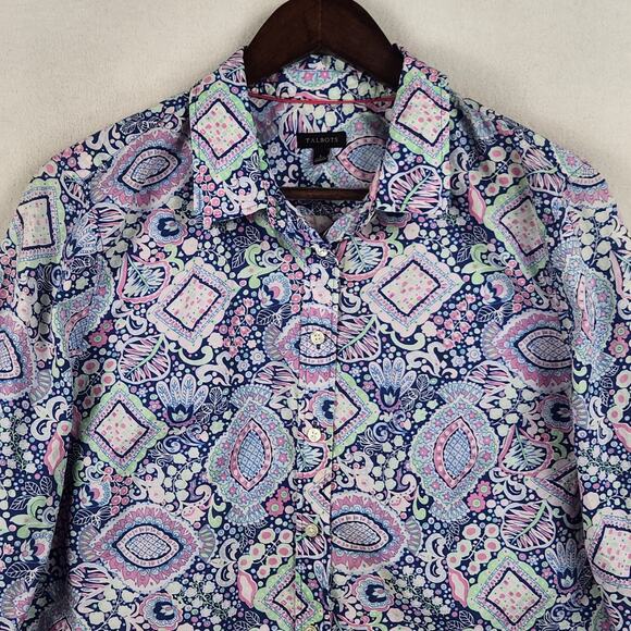 Talbots Button Down Shirt Wmns SZ LG Style ID4976 Multicolor Floral 100% Cotton - Picture 4 of 12